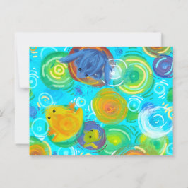 Colorful Frogs on Rainbow Water Postcard Briefkaart