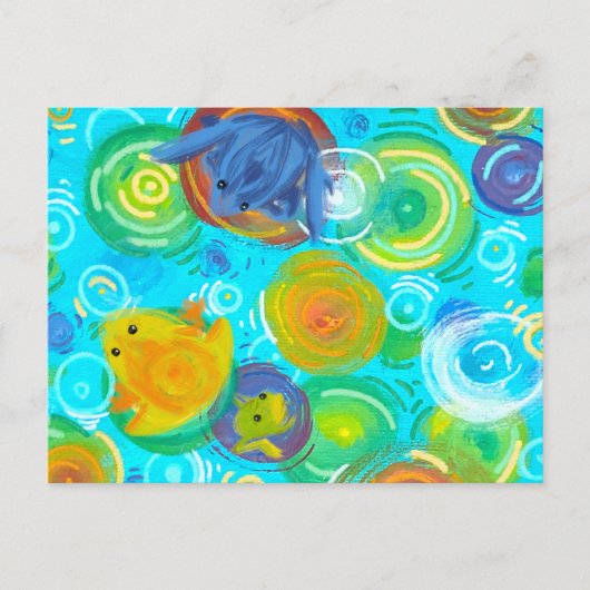 Colorful Frogs on Rainbow Water Postcard Briefkaart (Voorkant)