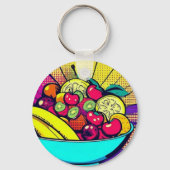 Colorful Fruit Bowl Keychain | Pop Art Food  (Achterkant)
