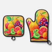 Colorful Fruit Medley Ovenwant & Pannenlap Set (Voorkant)