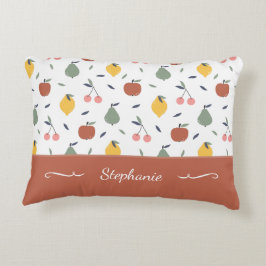 Colorful Fruit Pattern Voornaam Rood Accent Kussen