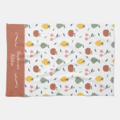 Colorful Fruit Pattern Voornaam Rood Theedoek (Horizontaal)