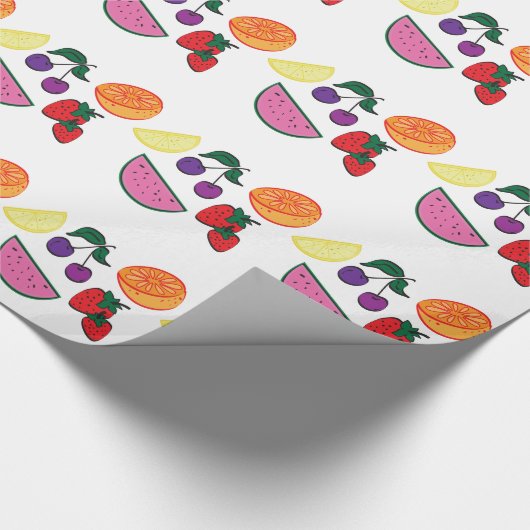 Colorful Fruit Summer Pattern, Cool Cadeaupapier (Hoek)