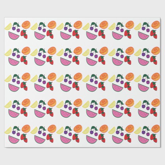 Colorful Fruit Summer Pattern, Cool Cadeaupapier (Vlak)