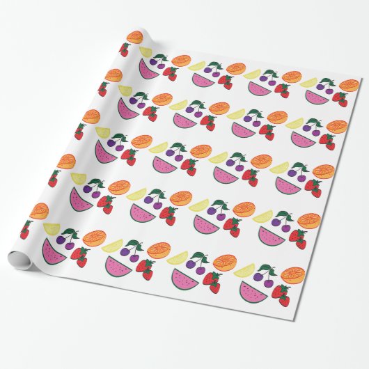 Colorful Fruit Summer Pattern, Cool Cadeaupapier (Uitgerold)