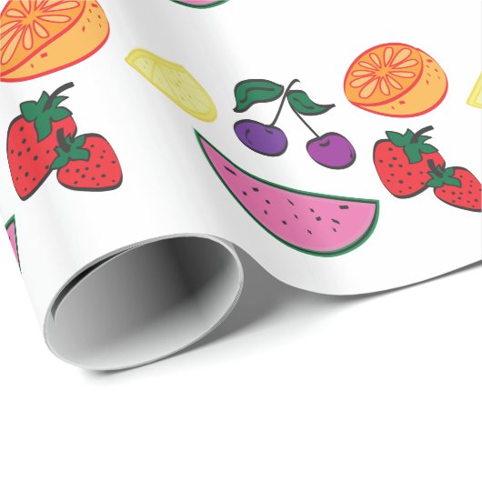 Colorful Fruit Summer Pattern, Cool Cadeaupapier (Rol Hoek)