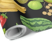 Colorful Fruits Pattern 01.b Black BG Cadeaupapier (Rol Hoek)