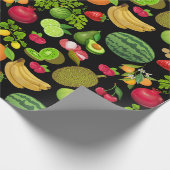 Colorful Fruits Pattern 01.b Black BG Cadeaupapier (Hoek)