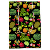 Colorful Fruits Pattern 01.b Black BG Medium Cadeauzakje (Achterkant)