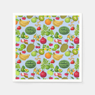 Colorful Fruits Pattern 01.b Lblue BG Servet
