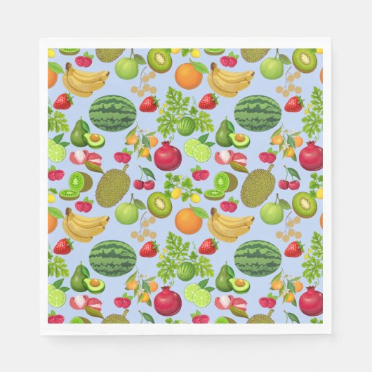 Colorful Fruits Pattern 01.b Lblue BG Servet (Voorkant)