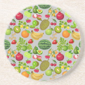 Colorful Fruits Pattern 01.b LGrey BG Zandsteen Onderzetter