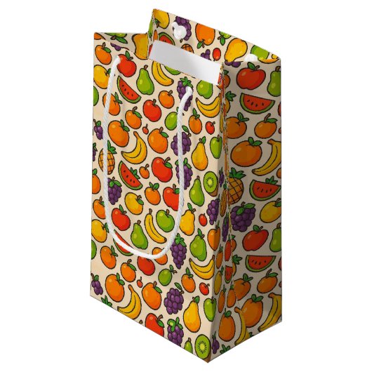Colorful fruits patterned klein cadeauzakje (Voorkant Gekanteld)