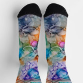 Colorful Fun Blue, Blauwgroen, Paarse Abstracte ku Sokken (Top)