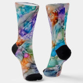 Colorful Fun Blue, Blauwgroen, Paarse Abstracte ku Sokken (Gebogen)