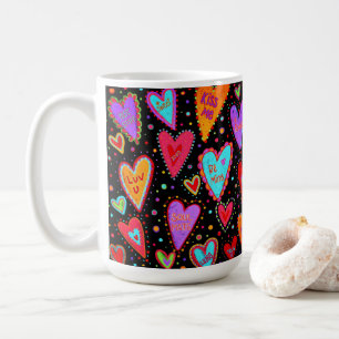 Colorful Fun Conversation Heart Koffiemok