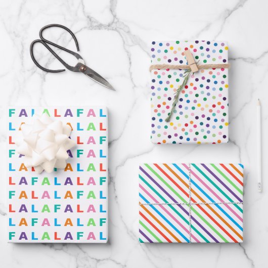 Colorful Fun FA LA Holiday Season Tekst Inpakpapier Vel (Voorkant)