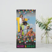 Colorful Fun Festive kerstverlichting Glow Foto Feestdagenkaart (Staand voorkant)
