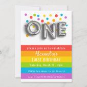 Colorful Fun First Birthday Rainbow Gepersonalisee Kaart (Voorkant)