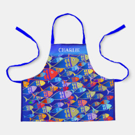 Colorful Fun Fish Art Deco Schort