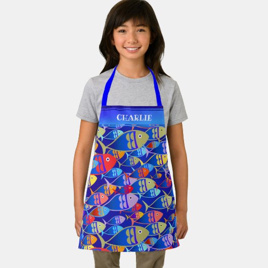 Colorful Fun Fish Art Deco Schort (Insitu)