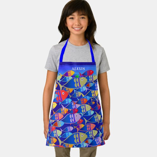 Colorful Fun Fish Art Deco Schort (Insitu)