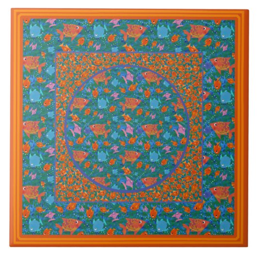 Colorful Fun Fish in de Zee keramische Tegel Tegeltje (Voorkant)