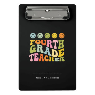 Colorful Fun Fourth Grade Teacher Custom Name Mini Klembord