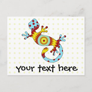 Colorful Fun Gecko Lizard Uitnodiging Briefkaart