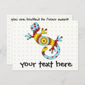 Colorful Fun Gecko Lizard Uitnodiging Briefkaart (Voorkant / Achterkant)