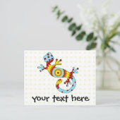 Colorful Fun Gecko Lizard Uitnodiging Briefkaart (Staand voorkant)