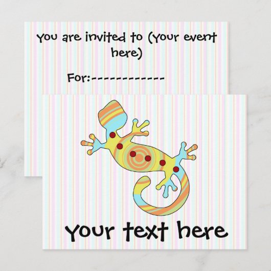 Colorful Fun Gecko Lizard Uitnodiging Briefkaart (Voorkant / Achterkant)