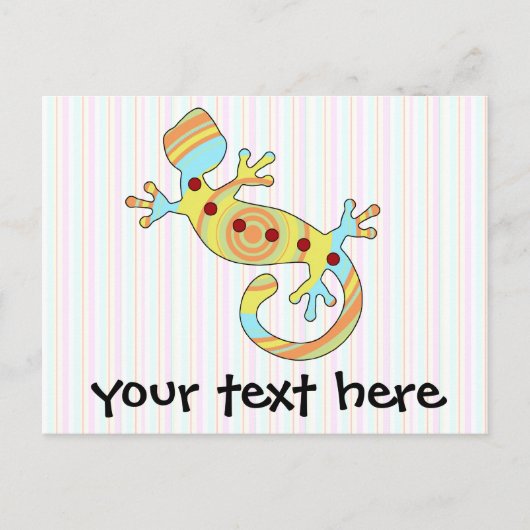 Colorful Fun Gecko Lizard Uitnodiging Briefkaart (Voorkant)