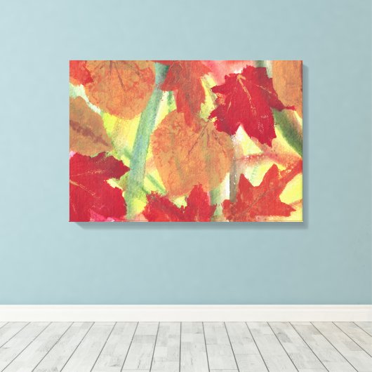 Colorful Fun Herfst Autumn Leaves Wrapped Canvas (Insitu (Houten vloer))