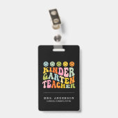 Colorful Fun Kindergarten Teacher Custom Name Badge (Achterkant met clip)
