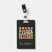Colorful Fun Kindergarten Teacher Custom Name Badge (Voorzijde met clip)