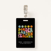 Colorful Fun Kindergarten Teacher Custom Name Badge (Achterkant met clip)