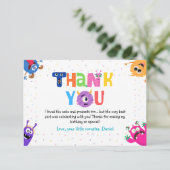 Colorful Fun Little Monster Birthday Party Bedankkaart (Staand voorkant)