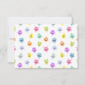 Colorful Fun Little Monster Birthday Party Bedankkaart (Achterkant)