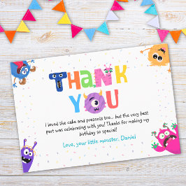 Colorful Fun Little Monster Birthday Party Bedankkaart
