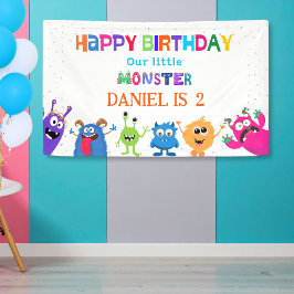 Colorful Fun Little Monster Birthday Party Spandoek