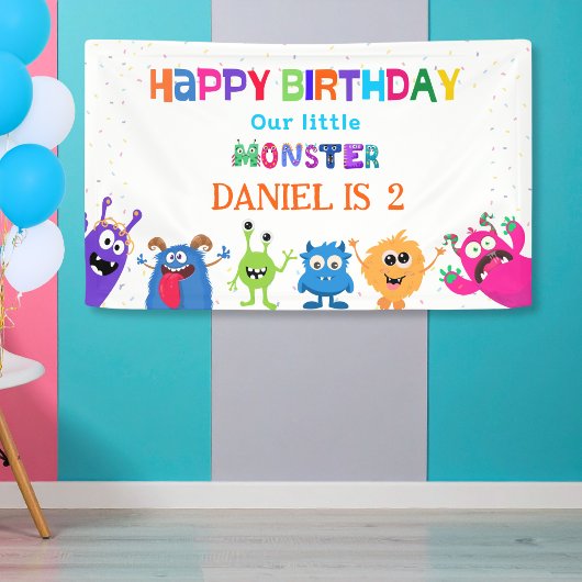 Colorful Fun Little Monster Birthday Party Spandoek