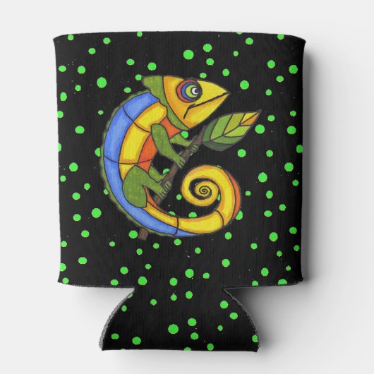 Colorful Fun Lizard Branch Stippen Blikjeskoeler (Achterkant)