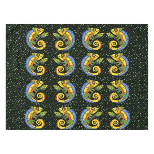 Colorful Fun Lizard Branch Stippen Tafelkleed (Voorkant (Horizontaal))