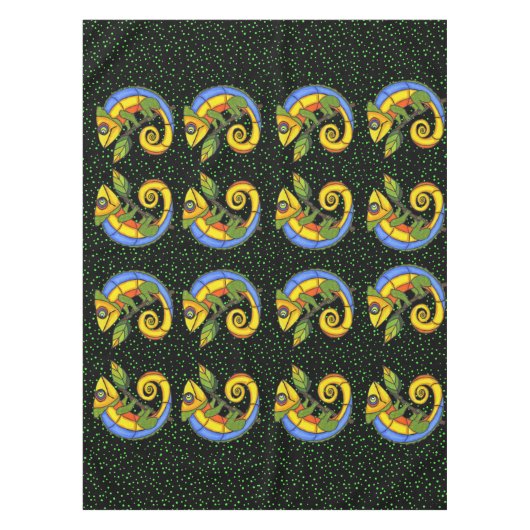 Colorful Fun Lizard Branch Stippen Tafelkleed (Voorkant)