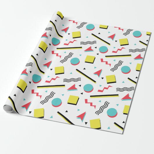 Colorful Fun Memphis Pattern Cadeaupapier (Uitgerold)