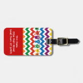 Colorful Fun Monsters Cute Chevron Striped Pattern Bagagelabel (Voorkant horizontaal)