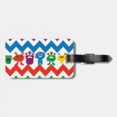 Colorful Fun Monsters Cute Chevron Striped Pattern Bagagelabel (Achterkant horizontaal)