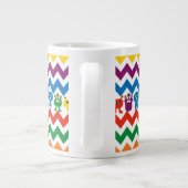 Colorful Fun Monsters Cute Chevron Striped Pattern Grote Koffiekop (Achterkant)