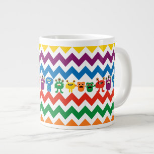 Colorful Fun Monsters Cute Chevron Striped Pattern Grote Koffiekop